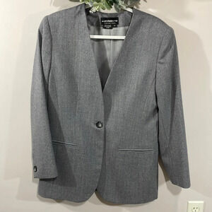 Vintage Liz Claiborne Collection Wool Single Button Gray Blazer Suit Jacket 10